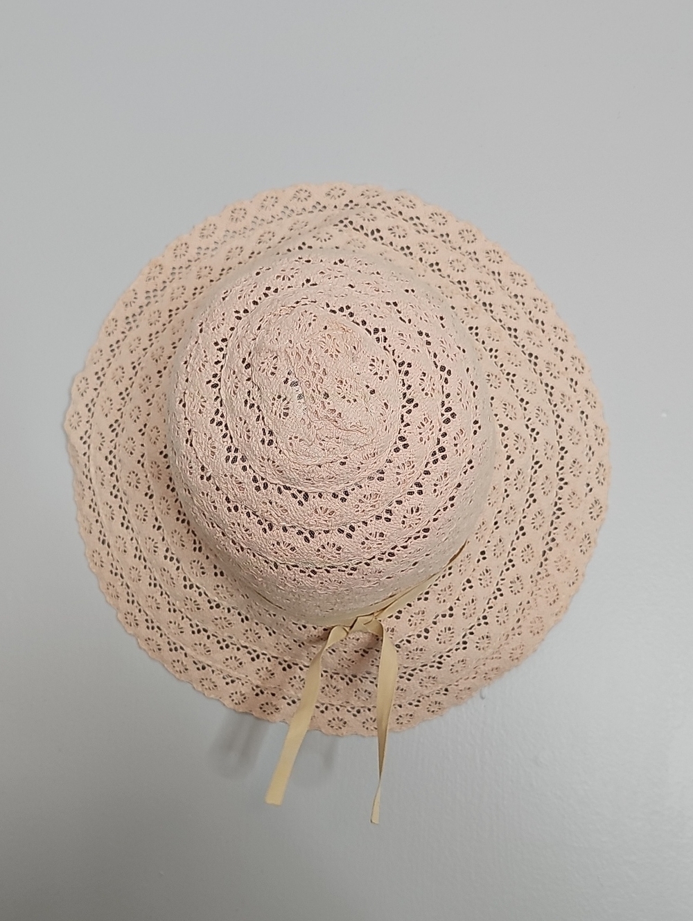 Lightweight Pink Crochet Sun Hat with Ribbon Detail